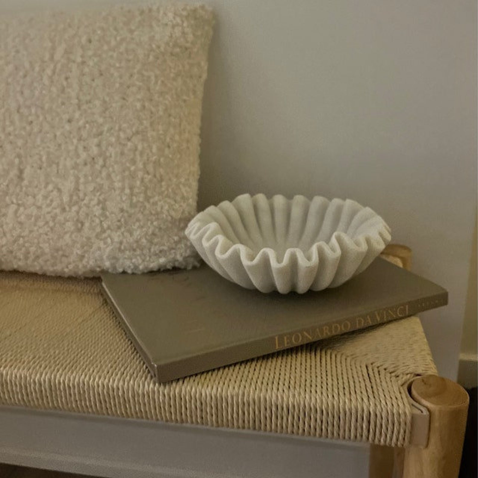 Marble Fluted Bowl Scalloped Bowl Marble Ruffle Bowl Marble Etsy