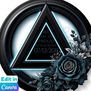 AA symbol that you can Customize PNG, Sober Birthday Digital Download, Recovery Gift for Loved Ones, Sobriety Design Edit in Canva printable