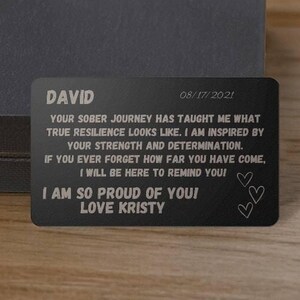 Engraved Metal Wallet Card For Someone In Recovery - Custom sobriety day gift personalized - Unique sober birthday