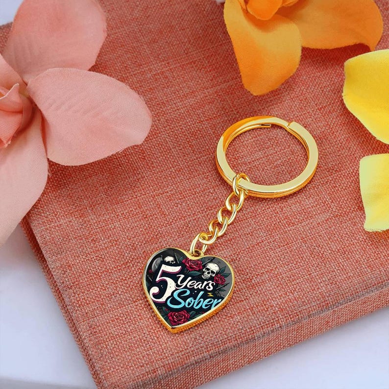Celebrate 5 Years Sober Keychain Personalized Milestone Gift Etsy