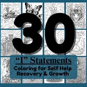 30 Recovery "I" Statement Affirmation Coloring Pages - Inspirational Digital Download for Self-Care, Instant Printable for Growth & Healing