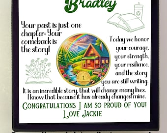 1–65 Years Personalized Recovery Coin, Custom AA Recovery Birthday Gift with Card, Sober Token Sobriety Milestone Keepsake nature AA chip