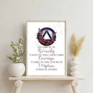 Serenity Prayer AA PNG, Sober Living Digital Download, Recovery Gift for Loved Ones, Sobriety Printable Typography Design, Printable Art