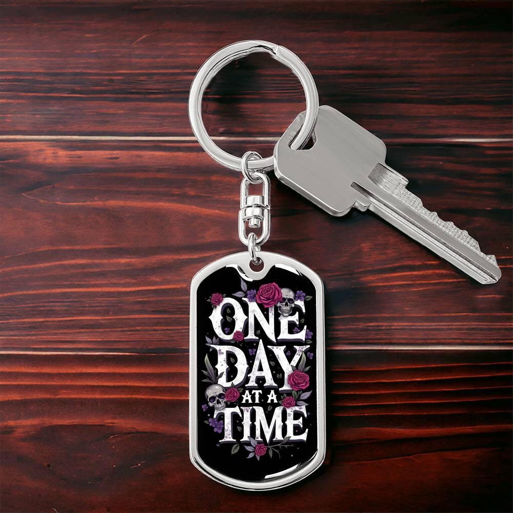 Recovery Keychains One Day at a Time Personalized Keychain | Sober Gift for Celebrating ...