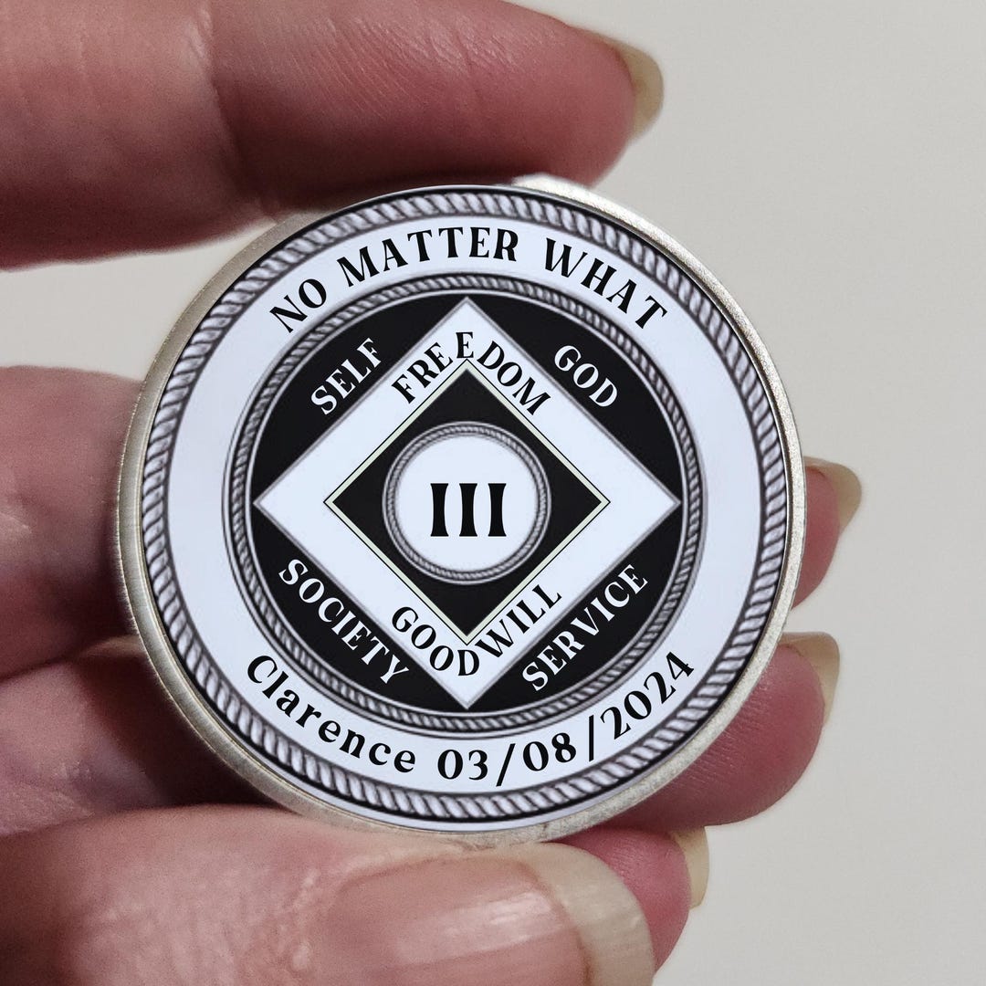 No Matter What NA Recovery Coin ~ White Coin With Personalized Name ...