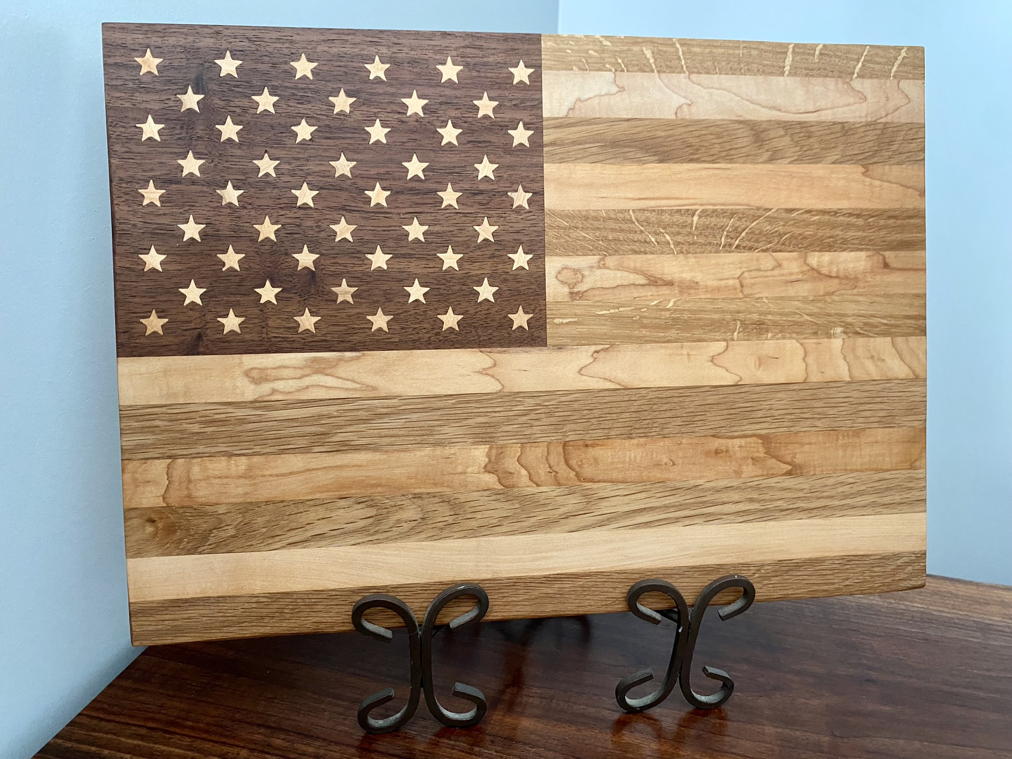 American Flag Cutting Board Black Walnut Maple and White Etsy