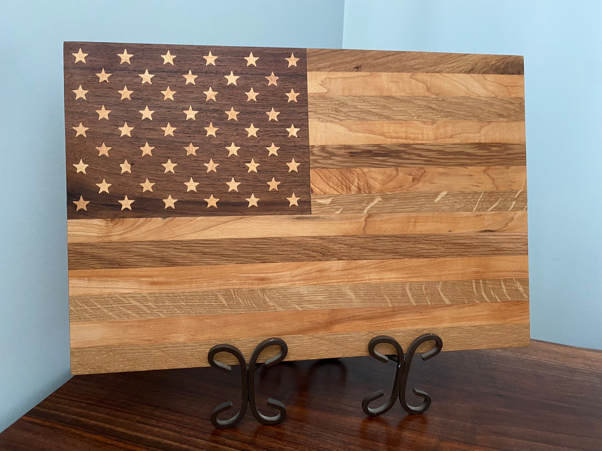 American Flag Cutting Board Black Walnut Maple and White Etsy