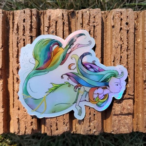 Holographic watercolor mermaid sticker