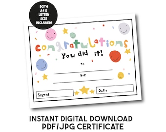 Congratulations Certificate Printable: Hand Lettered School Diploma (A4/US Letter Digital Download)