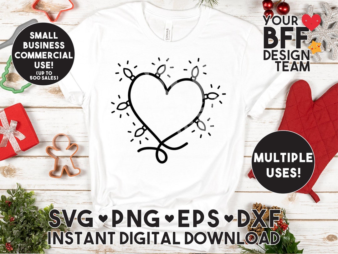 Heart Fairy Christmas Lights SVG for Clothing Shirts Etsy