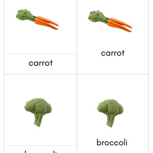 Cartes de fruits et légumes en 3 parties