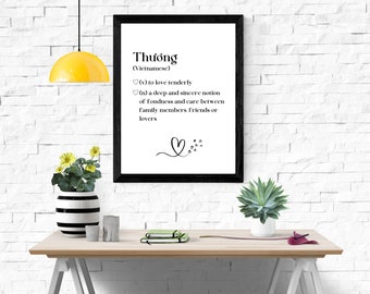 Thuong Definition Print, Word Definition Poster Print, Word Meaning, Typographic Posters, Word Poster Design, Minimalist, Family Print