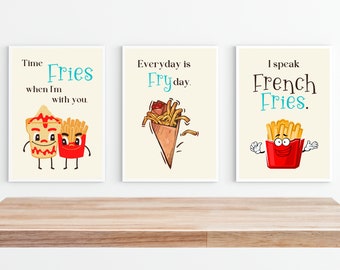 French Fries, Kitchen and Dining Décor, Bar Décor, Kitchen Home Gift, Funny Quotes Wall Art, Snack Lovers Wall Art, Digital Download