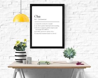 Poster and Greeting Card in Vietnamese for Father, Gift for Vietnamese, Special Birthday Gift for Dad, Dad Word Definition Wall Art Download