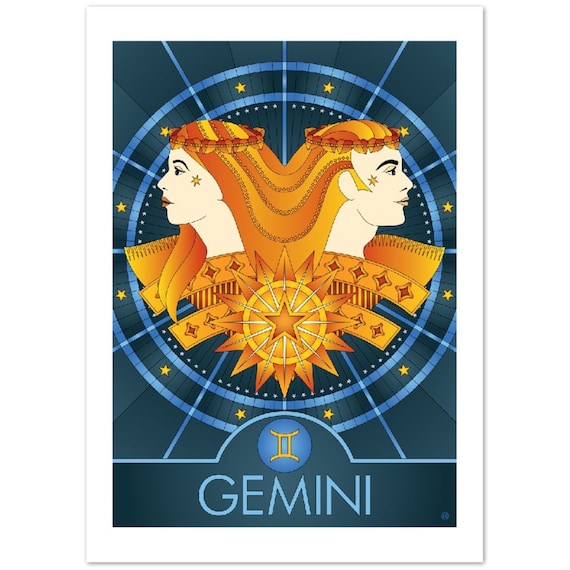Gemini Zodiac Sign Art Print - Etsy Denmark