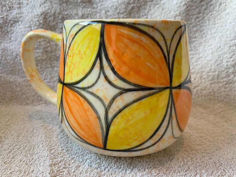 Hawaii Handcrafted Ceramic Tapa Design Coffee Mug, Hand Painted, Large 20 ounce image 5