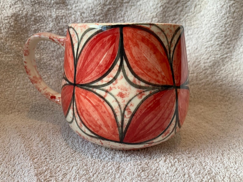 Hawaii Handcrafted Ceramic Tapa Design Coffee Mug, Hand Painted, Large 20 ounce image 6