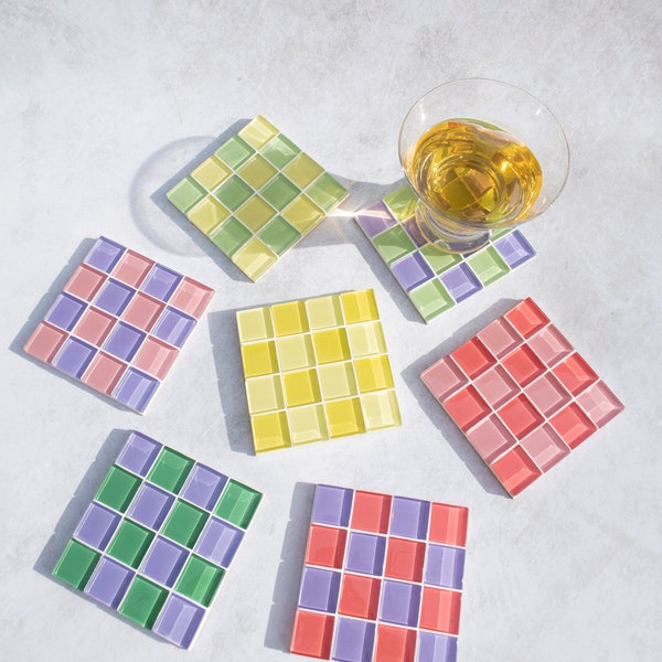 Glass Tile Coaster | Handmade Drink Coaster | Square Coaster | Housewarming Gift | Gift for Her | Gift for Him | Birthday Gifts