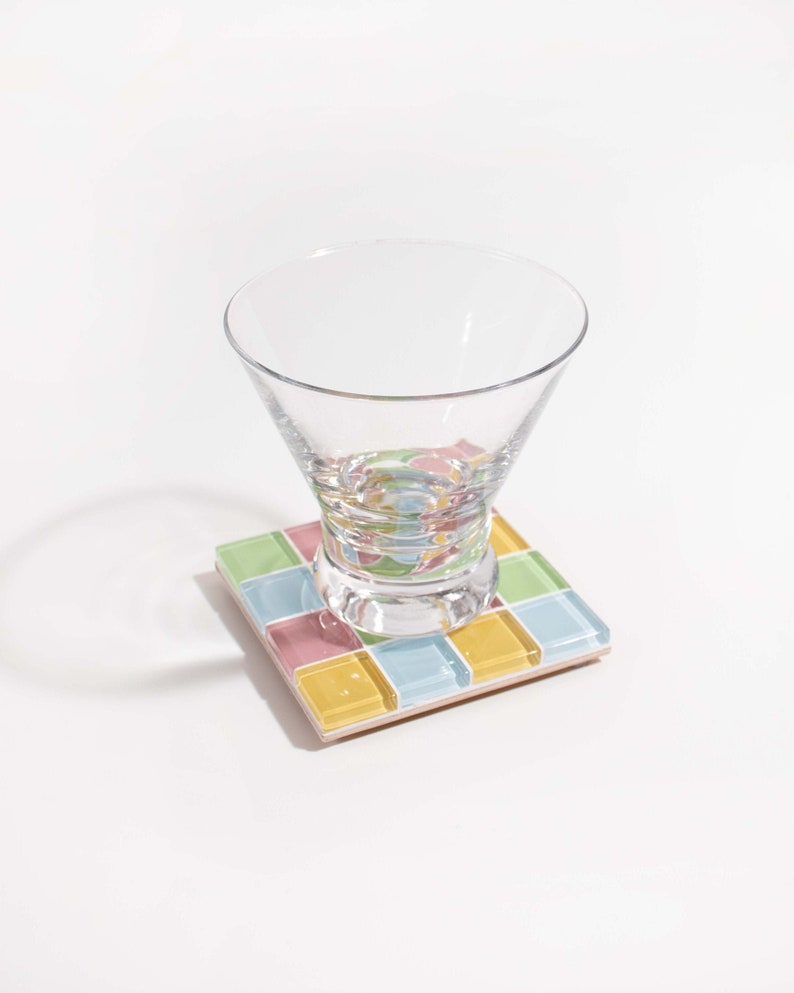 Glass Tile Coaster Handmade Drink Coaster Square Coaster Housewarming Gift Gift for Her Thanksgiving Gifts Christmas Gifts image 2