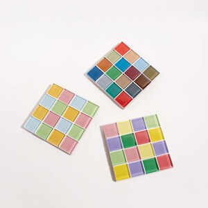 Glass Tile Coaster Handmade Drink Coaster Square Coaster Housewarming Gift Gift for Her Thanksgiving Gifts Christmas Gifts Set of 3 Multicolor