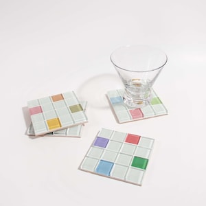 Glass Tile Coaster Handmade Drink Coaster Square Coaster Housewarming Gift Gift for Her Christmas Gifts Thanksgiving Gifts image 1