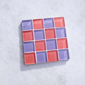 Glass Tile Coaster Handmade Drink Coaster Square Coaster Housewarming Gift Gift for Her Gift for Him Birthday Gifts Dark Pink & Purple