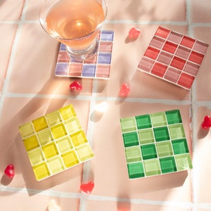 Drink Coaster Set of 4 | Glass Tile Coasters Set of 4 | Housewarming Gift | Gift for Her | Gift for Him | Birthday Gift Set Set 4