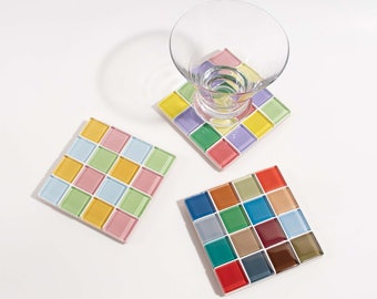 Glass Tile Coaster | Handmade Drink Coaster | Square Coaster | Housewarming Gift | Gift for Her | Thanksgiving Gifts | Christmas Gifts