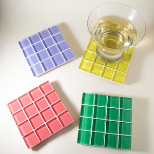Drink Coaster Set of 4 | Glass Tile Coasters Set of 4 | Housewarming Gift | Gift for Her | Gift for Him | Birthday Gift Set Set 3