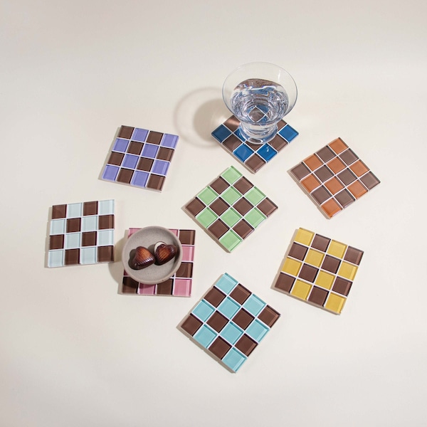 Posavasos de vidrio / Posavasos hecho a mano / Posavasos cuadrado / Regalo de inauguración de la casa / Regalo para ella / Regalo para él / Regalos de cumpleaños 2