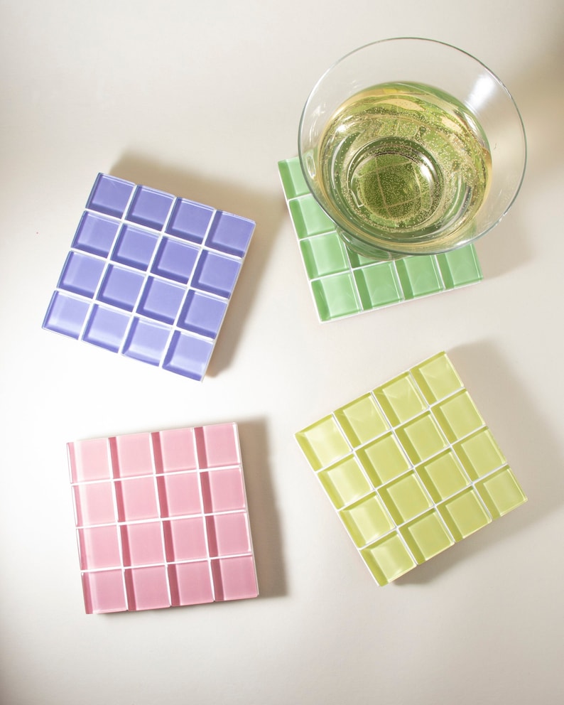 Drink Coaster Set of 4 | Glass Tile Coasters Set of 4 | Housewarming Gift | Gift for Her | Gift for Him | Birthday Gift Set Set 2