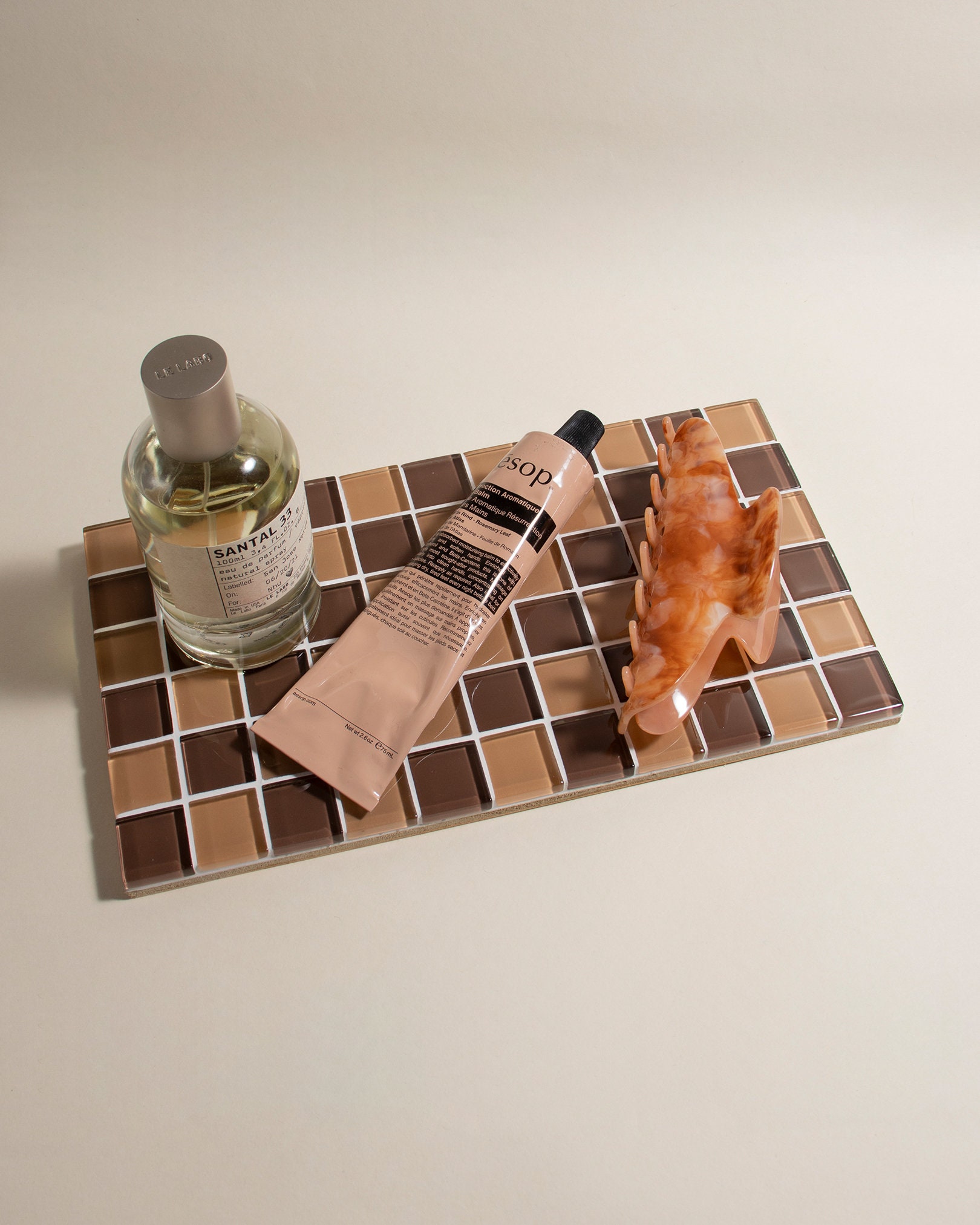 GLASS TILE DECORATIVE TRAY in Sunrise Amber