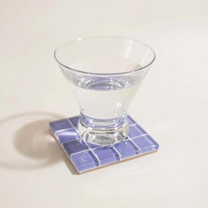 Glass Tile Coaster Handmade Drink Coaster Square Coaster Housewarming Gift Gift for Her Gift for Him Birthday Gifts 4 Purple