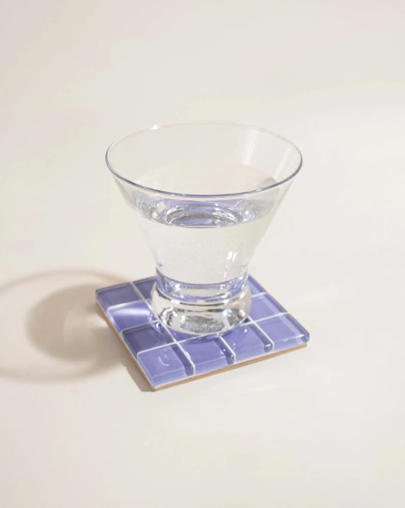 Glass Tile Coaster Handmade Drink Coaster Square Coaster Housewarming Gift Gift for Her Gift for Him Birthday Gifts 4 Purple