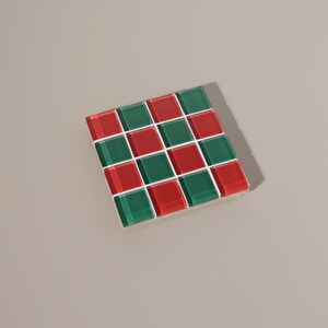 Glass Tile Coaster Handmade Drink Coaster Square Coaster Housewarming Gift Gift for Her Gift for Him Birthday Gifts Green & Red