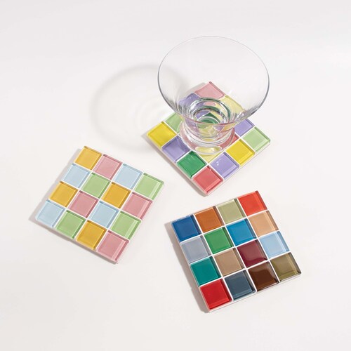 Glass Tile Coaster Handmade Drink Coaster Square Coaster Etsy