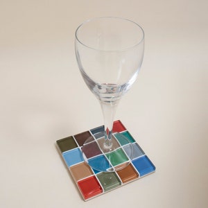 Glass Tile Coaster Handmade Drink Coaster Square Coaster Housewarming Gift Gift for Her Thanksgiving Gifts Christmas Gifts image 4