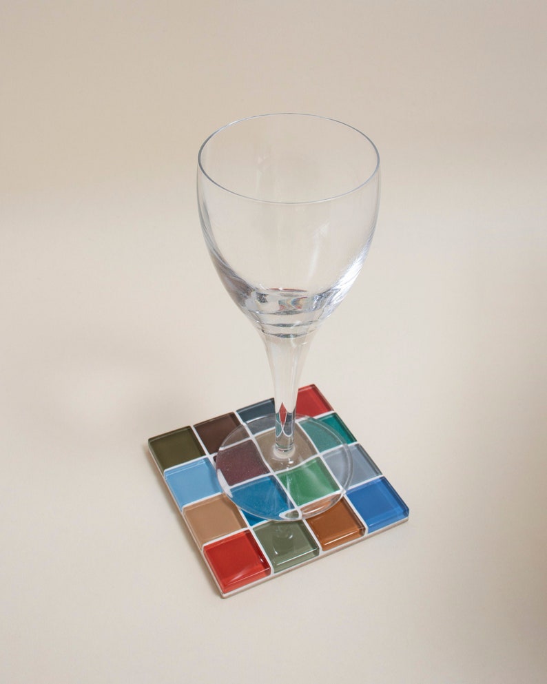 Glass Tile Coaster Handmade Drink Coaster Square Coaster Housewarming Gift Gift for Her Thanksgiving Gifts Christmas Gifts image 6