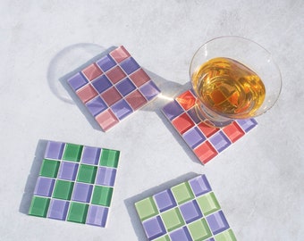 Drink Coaster Set of 4 | Glass Tile Coasters Set of 4 | Housewarming Gift | Gift for Her | Gift for Him | Birthday Gift Set