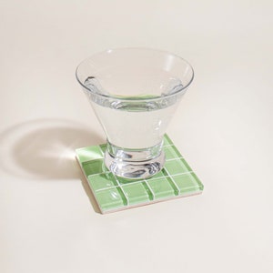 Glass Tile Coaster Handmade Drink Coaster Square Coaster Housewarming Gift Gift for Her Gift for Him Birthday Gifts 4 Light Green