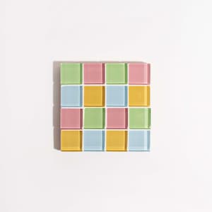 Glass Tile Coaster Handmade Drink Coaster Square Coaster Housewarming Gift Gift for Her Thanksgiving Gifts Christmas Gifts Pastel Multicolor