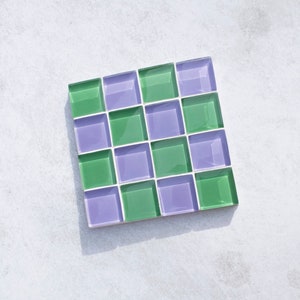 Glass Tile Coaster Handmade Drink Coaster Square Coaster Housewarming Gift Gift for Her Gift for Him Birthday Gifts Dark Green & Purple