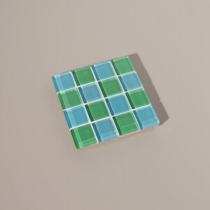 Glass Tile Coaster Handmade Drink Coaster Square Coaster Housewarming Gift Gift for Her Gift for Him Birthday Gifts Blue & Green