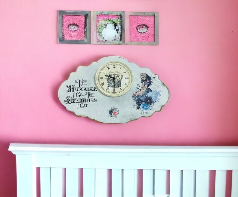 Upcycled Alice in Wonderland Wall Clock Child's Room Etsy