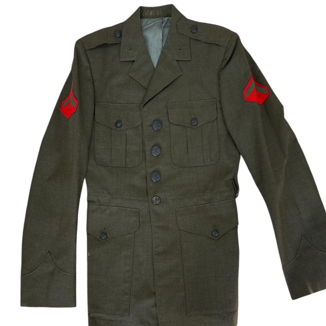 Service Alphas USMC Marine Corps Dress Alpha Green Service Jacket Military Coat Size ...