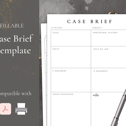 Law School Case Brief Template Printable Legal Brief - Etsy