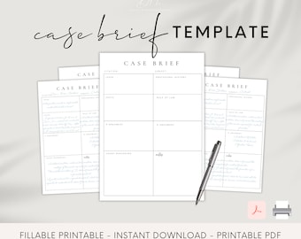 Law School Case Brief Template | Fillable Legal Study Companion (PDF)