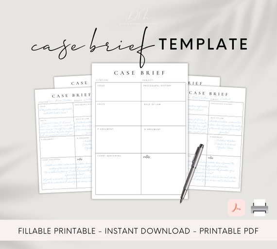 Law School Case Brief Template | Fillable Legal Study Companion (PDF)