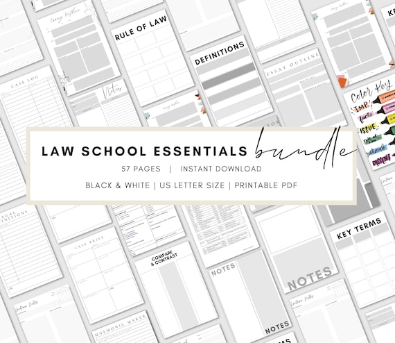 Law School Essentials Bundle | Case Brief, Notes Template (Fillable PDF)