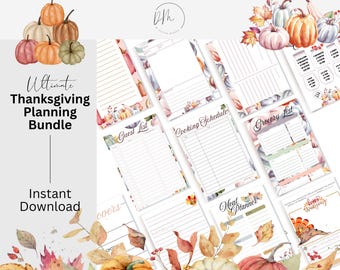 Erntedank-Planer-Bundle | Ausfüllbares Rezept, Menü und Einkaufsliste (Digitaler Download)